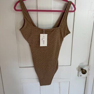 NWT In The Style One-Piece Gold and Sparkle Swimsuit